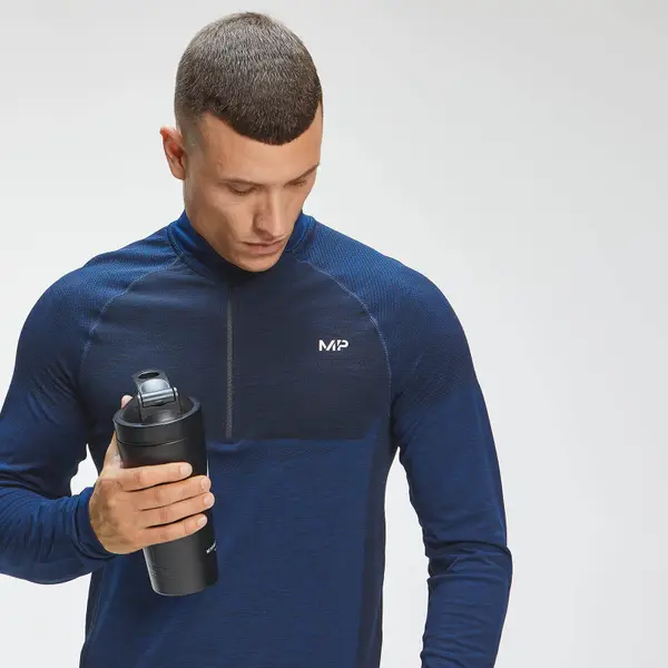 MP Men's Essential Seamless 1/4 Zip Top - Intense Blue Marl 4 MP Men's Essential Seamless 1/4 Zip Top - Intense Blue Marl - Afbeelding 4