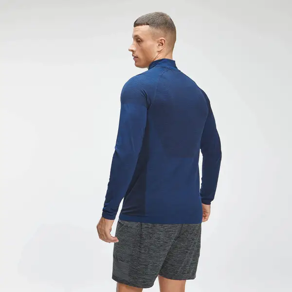 MP Men's Essential Seamless 1/4 Zip Top - Intense Blue Marl 3 MP Men's Essential Seamless 1/4 Zip Top - Intense Blue Marl - Afbeelding 3