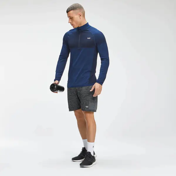 MP Men's Essential Seamless 1/4 Zip Top - Intense Blue Marl 2 MP Men's Essential Seamless 1/4 Zip Top - Intense Blue Marl - Afbeelding 2