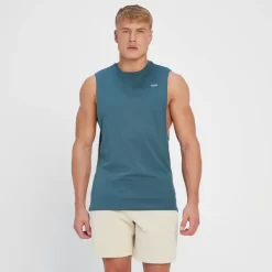 MP Rest Day Hemd Met Laag Uitgesneden Armsgaten - Rookblauw