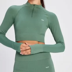 MP Tempo Croptop Van Ribstof Met Kwartrits Voor Dames - Dennegroen -Beste Sportkleding 14021509 1605068023418698