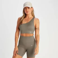 MP Tempo Naadloze Asymetrische Beha Van Ribstof - Diep Taupe